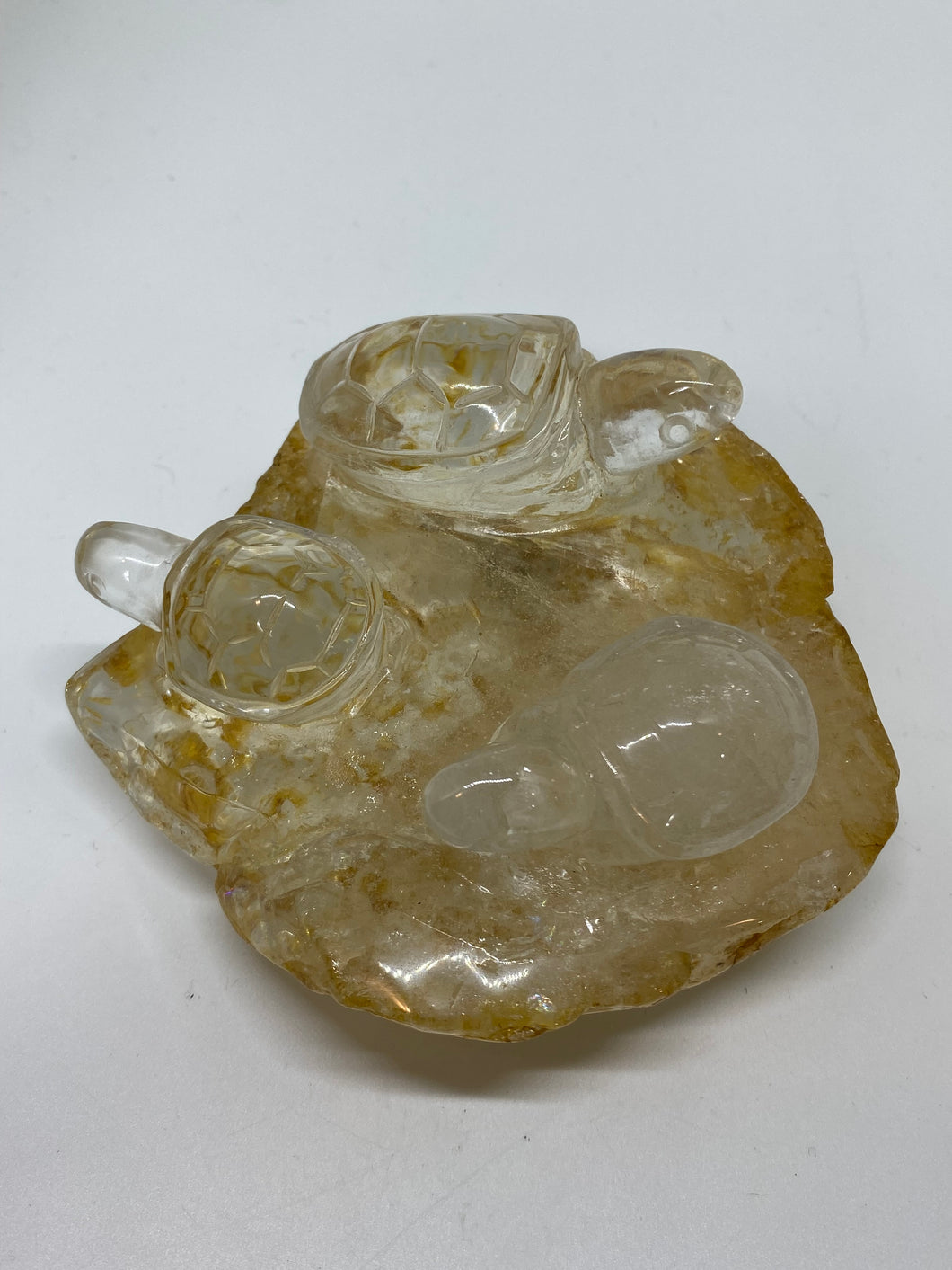 Golden Healer Quartz Carving - Gold Iceberg Turtles